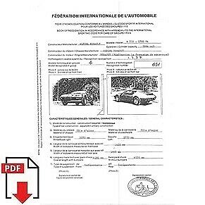 1977 Alpine A310 V6 FIA homologation form PDF download